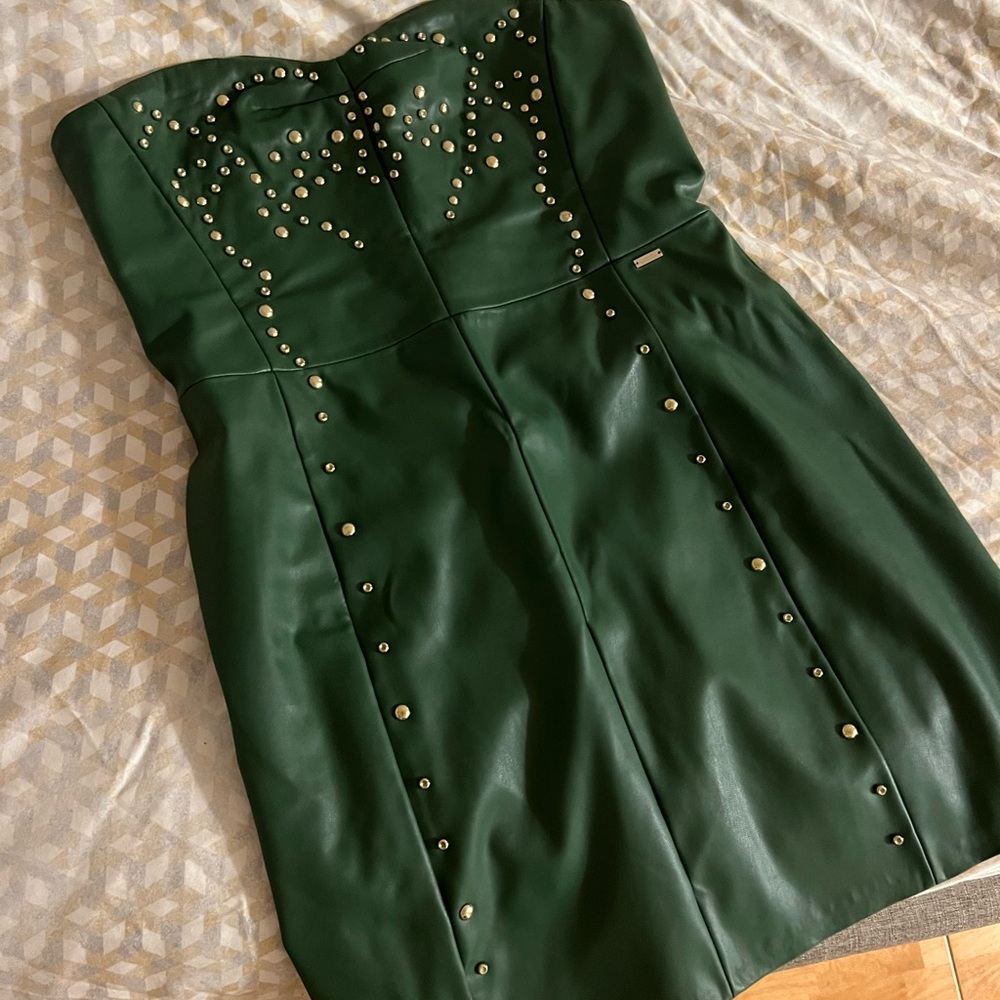 Strapless leather dress